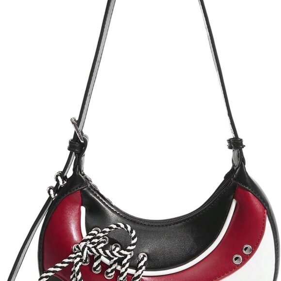 Handbags - Women's Faux Leather Colorblock Shoulder Bag Trendy Y2K Underarm Accessory